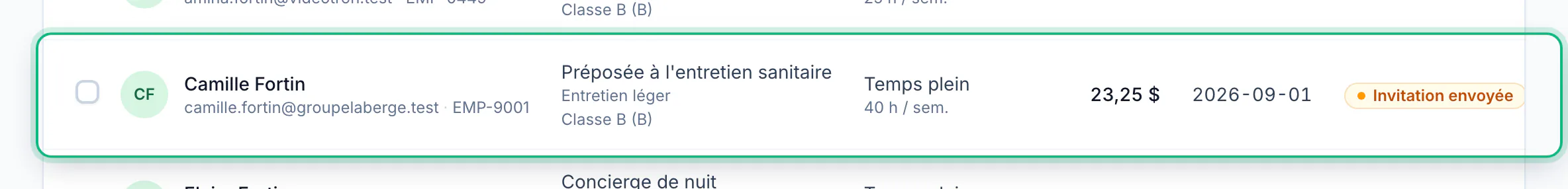 Vérifier la fiche créée · vue rapprochée