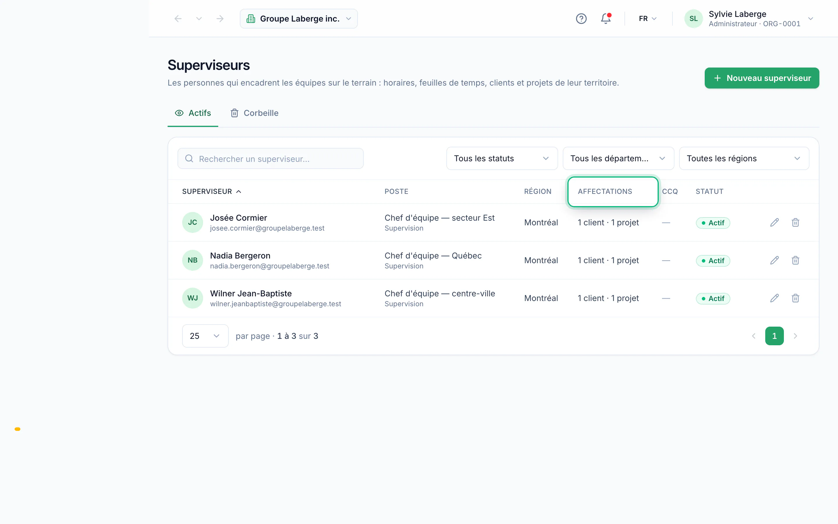 Adding a supervisor · étape 1 : Read the supervisor list