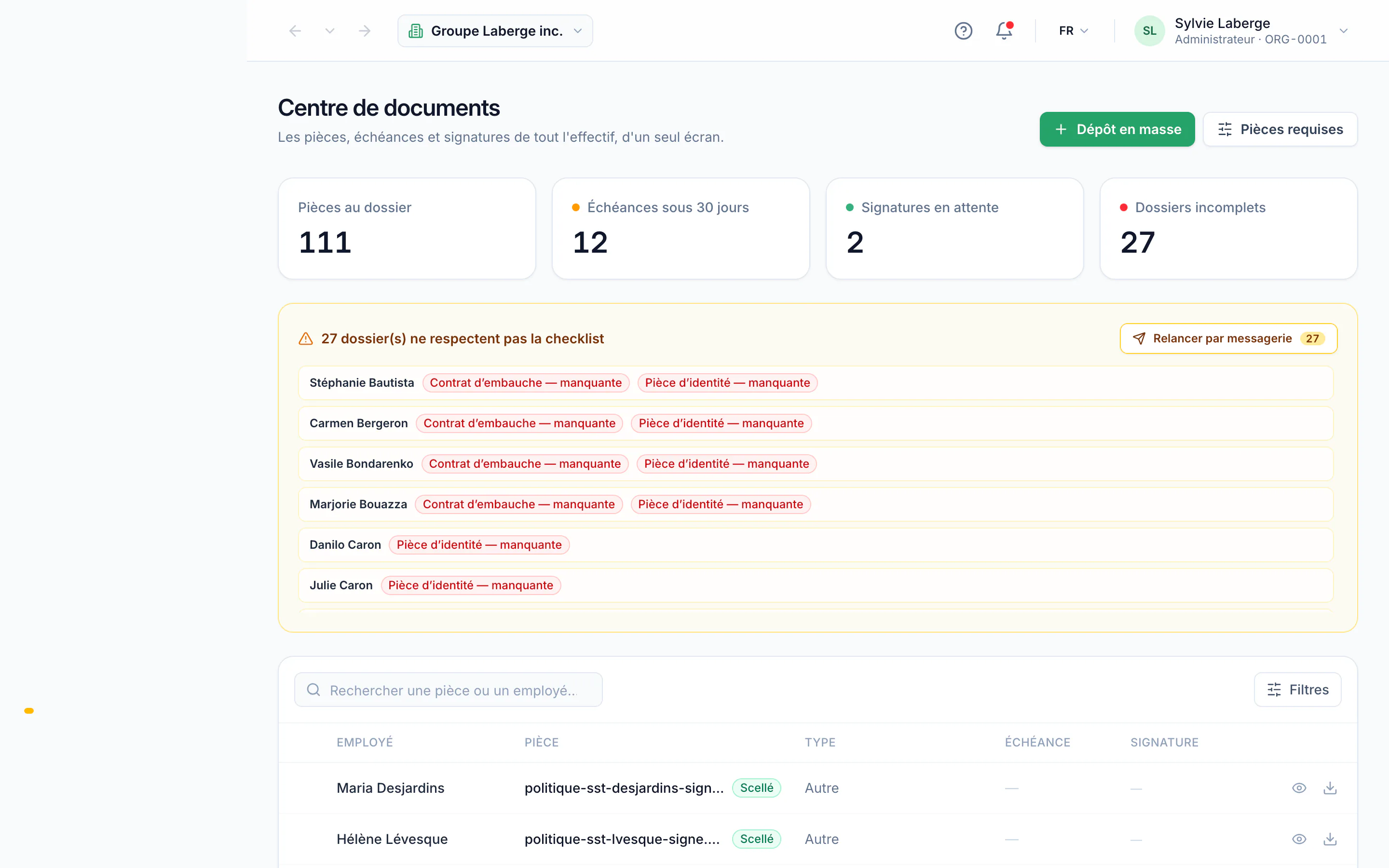 The document centre · vue d'ensemble