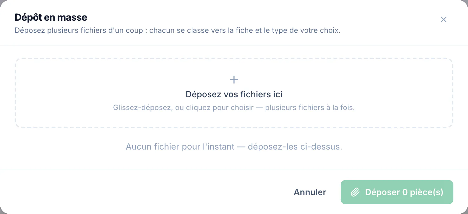 The document centre · Deposit several files at once