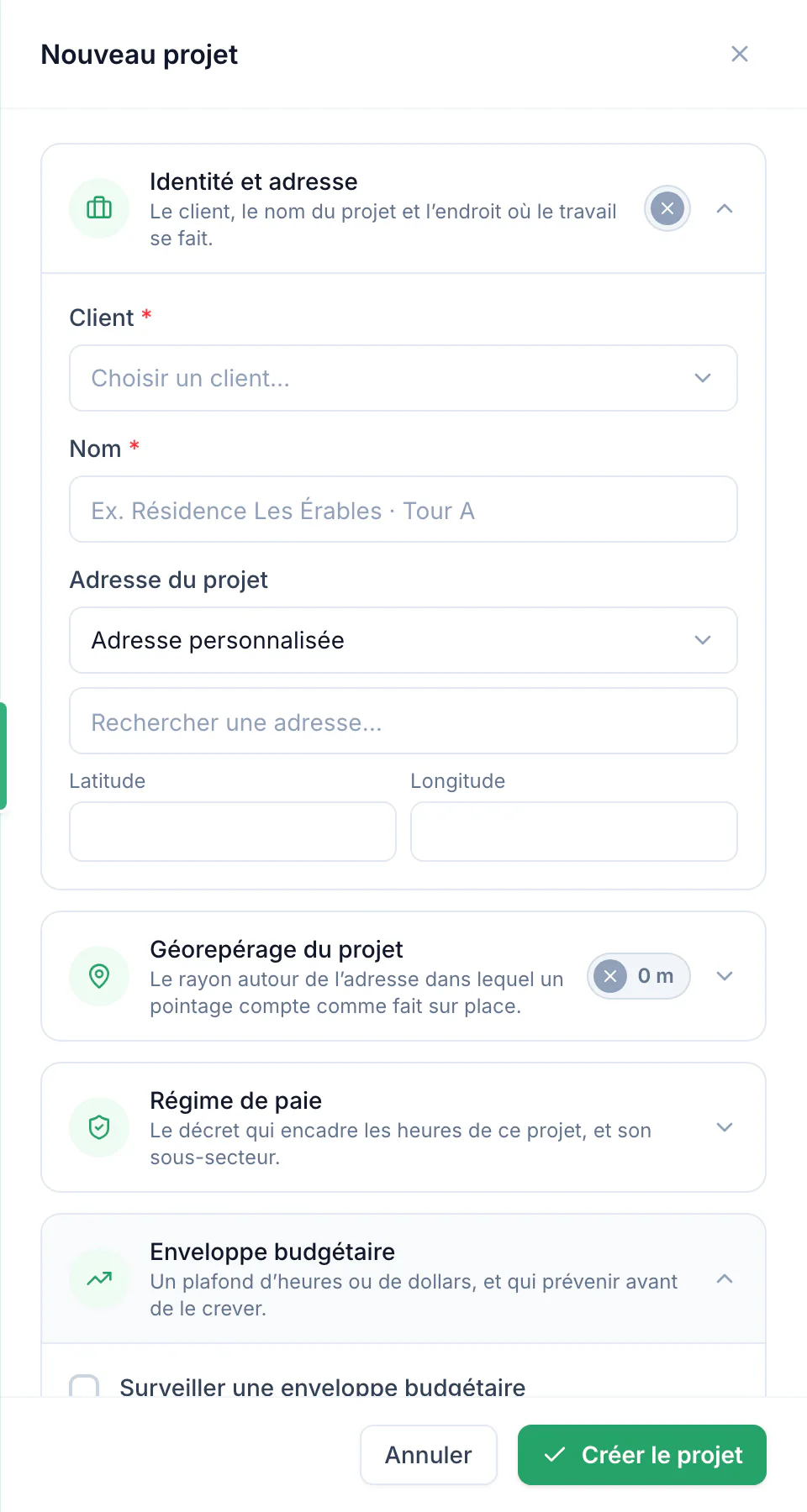 Clients et projets · L'enveloppe budgétaire