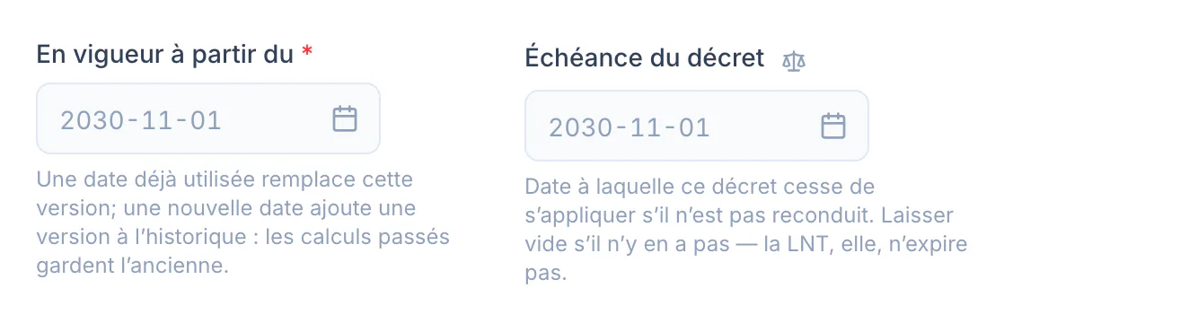 Entender las fechas de entrada en vigor · vue rapprochée