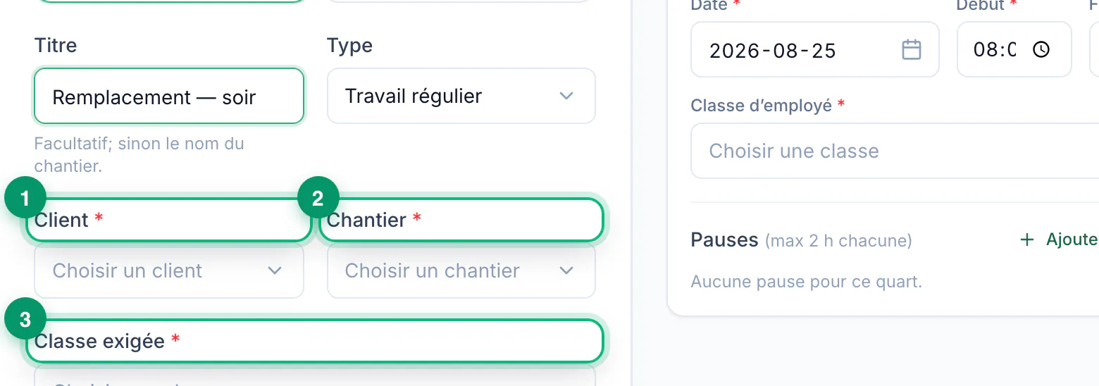 Publishing an open shift · étape 3 : Describe the posting