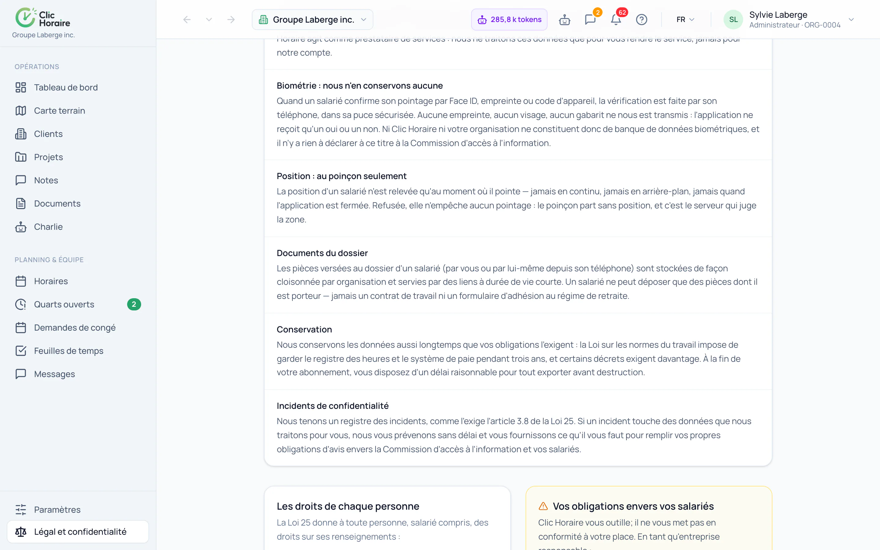Qué hace Clic Horaire con sus datos · La biometría nunca nos llega
