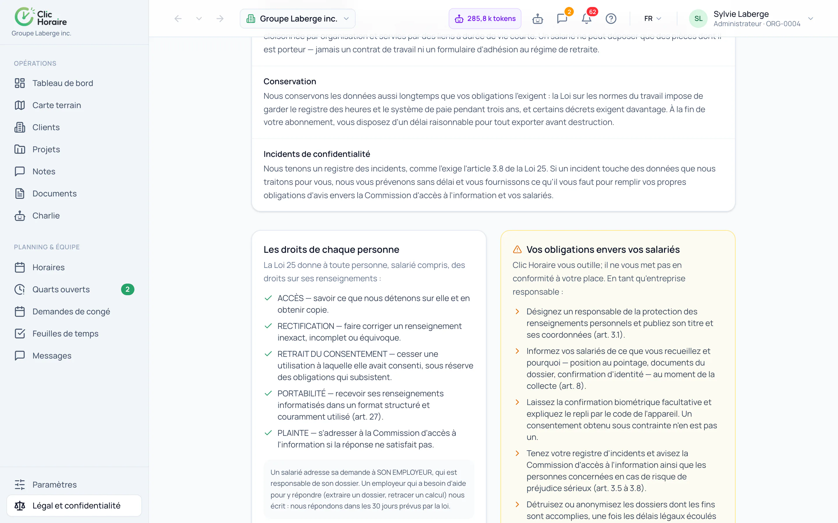 Qué hace Clic Horaire con sus datos · Cuánto tiempo se guarda